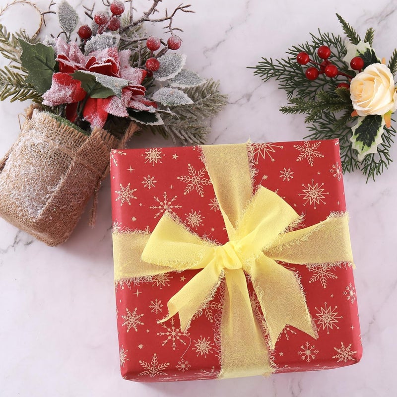 KEOSREE 3 Rolls Cream Yellow Handmade Chiffon Ribbon,1.5" x 21Yd Frayed Fringe Silk Ribbons (3 Rolls *7Yd) for Gifts Wrapping, Wedding Invitations, Bridal Bouquets, Decoration - Image 5